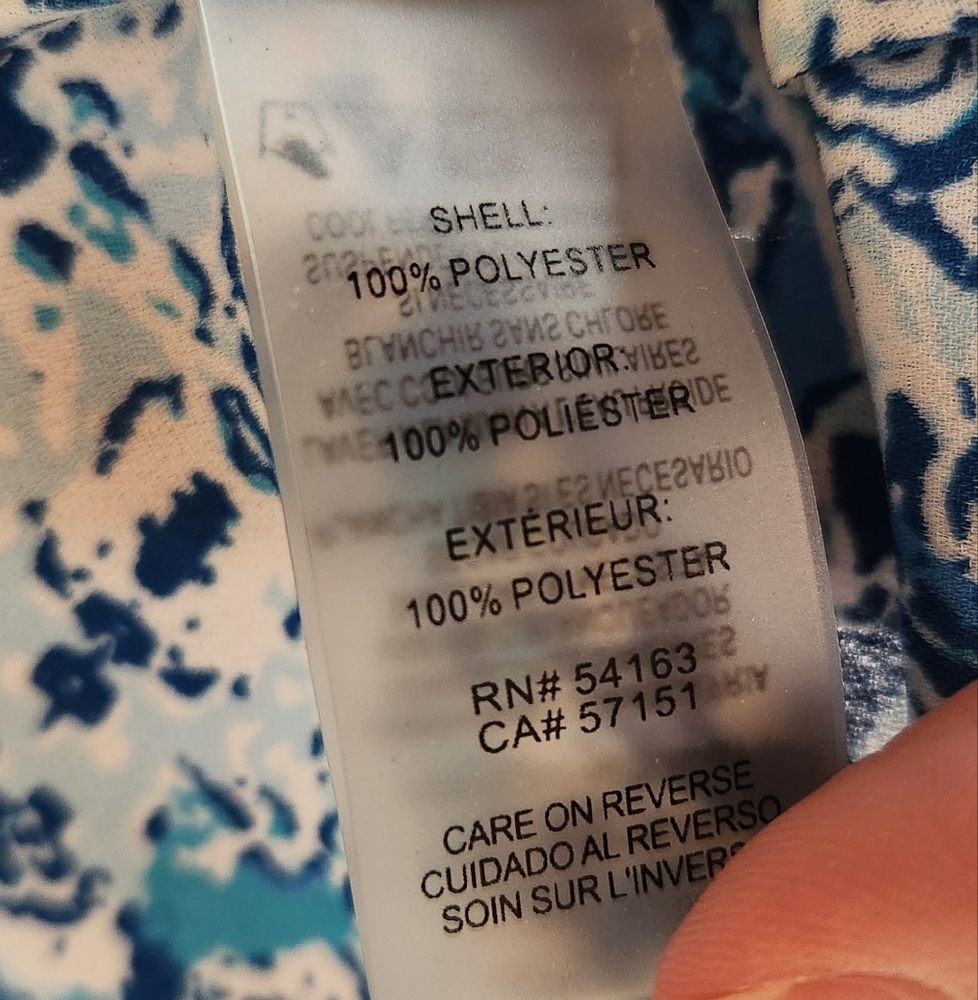 NWT Karl Lagerfeld Medium Blue Floral Sleeveless Women's Top Ruffle Collar - Picture 9 of 10